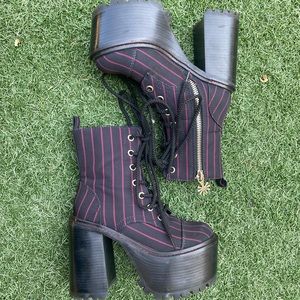 dELiA*s by Dolls Kill Never Grow Up Pinstripe Boots